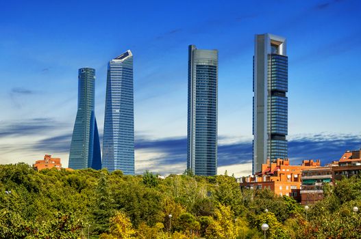 four modern skyscrapers (Cuatro Torres) Madrid, Spain 