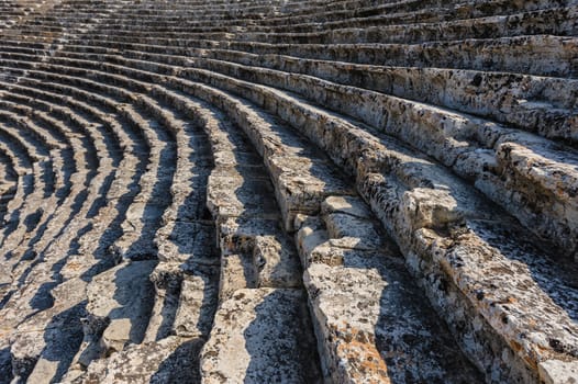 Ruins of theater in ancient Hierapolis, now Pamukkale, Turkey