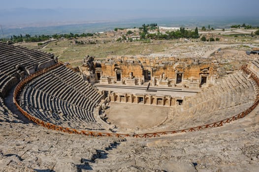 Ruins of theater in ancient Hierapolis, now Pamukkale, Turkey