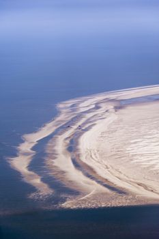 Aerial view from the Schleswig-Holstein Wadden Sea National Park in Germany