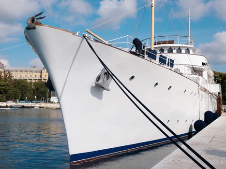 white cruise ship in the port