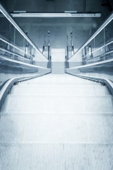 Moving escalator in the business center of a city