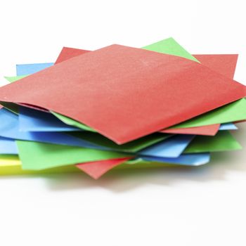 group of colorful paper note on a white background