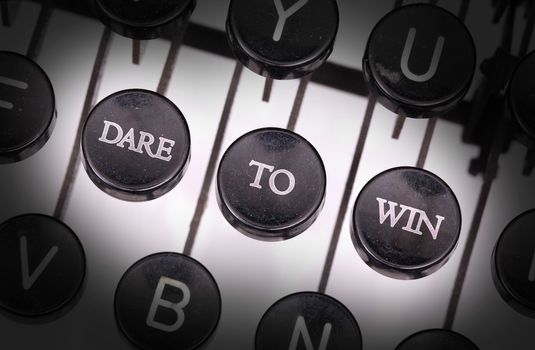 Typewriter with special buttons, dare to win