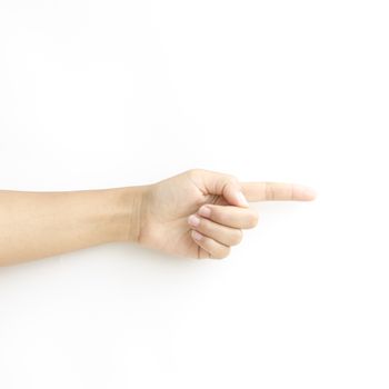 asia woman  hands hold sign on a white background