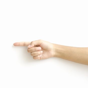 asia woman  hands hold sign on a white background