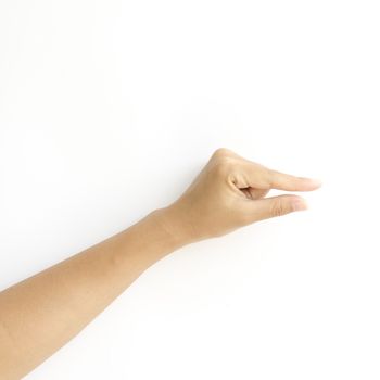 asia woman  hands hold sign on a white background