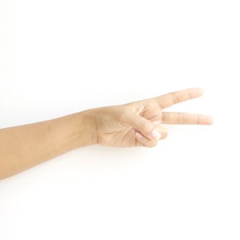 asia woman  hands hold sign on a white background