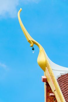 gable apex architecture of golden buddha Phrae of thailand