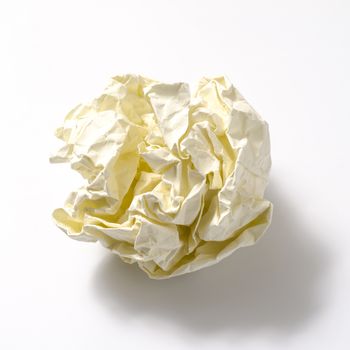 crumpled paper ball on a white background
