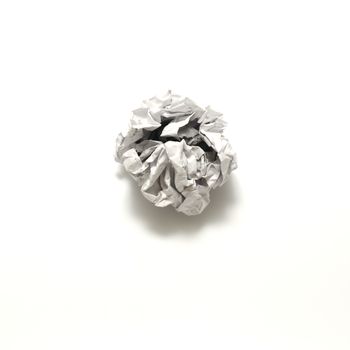 white crumpled paper ball on a white background