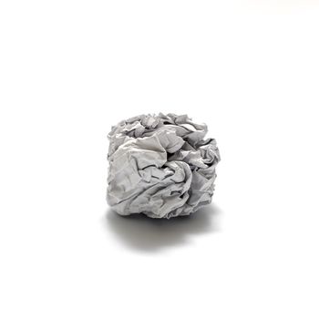 white crumpled paper ball on a white background