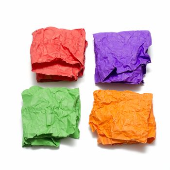 color crumpled paper on a white background