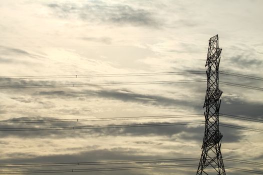 Power transmission tower line of electricity distribution