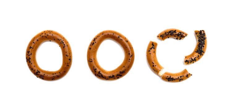 bagels with poppy seeds on a white background