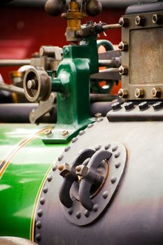 steam powered traction engine boiler mechanics closeup