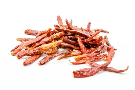 Red dry chillies isolated on white background