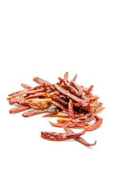 Red dry chillies isolated on white background