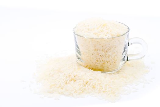 rice grain on white background