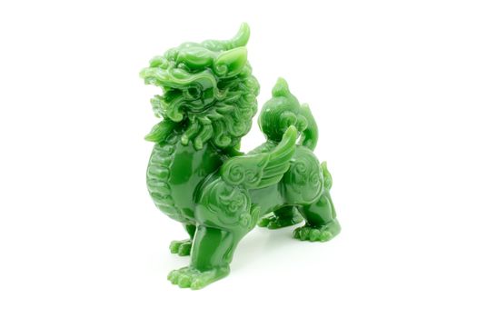The lion statue the symbol of powerful in Chinese belief isolated background