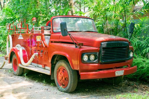 fire truck Vintage in the forest emergency vehicle classic