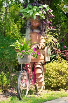 human flowerpot beautiful face smile in the forest