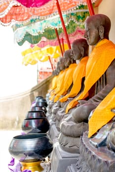 monk's alms bowl buddha in temple thailand for put food or anything from people