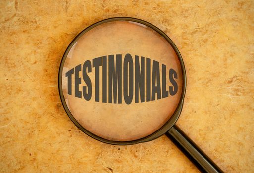 Magnifying glass over testimonials
