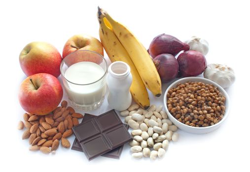 Probiotic (or prebiotic) rich foods including pulses, nuts, fruit and milk products, good for immunity and the gut  