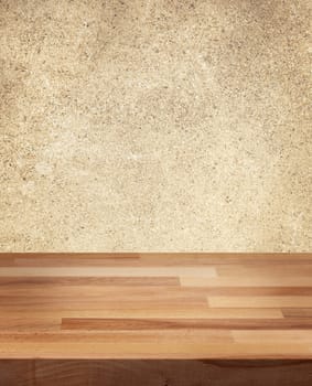 Product photo template wooden table coarse wall background