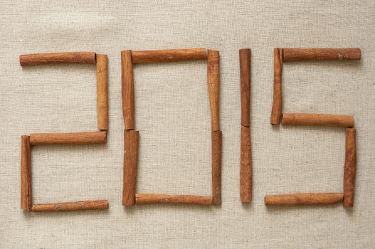 New year 2015, digits made of cinnamon sticks