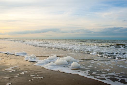 the surf of the sea with lots of foam