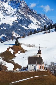 Bbeautiful winter view of church in Austria.