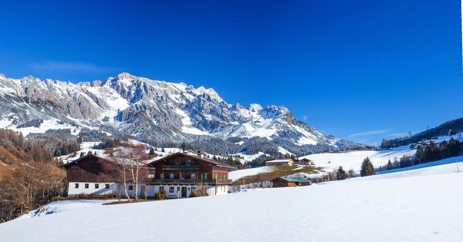 Winter in the Alps, Austria. Panorama shot