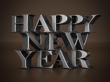 happy new year Illustrations 3d on a chocolate background
