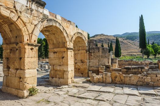 Ruins of ancient Hierapolis, now Pamukkale, Turkey