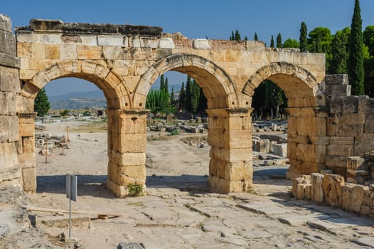 Ruins of ancient Hierapolis, now Pamukkale, Turkey