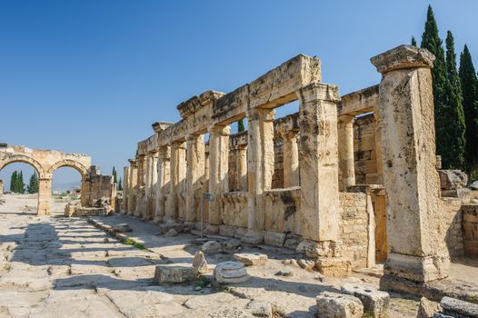 Ruins of ancient Hierapolis, now Pamukkale, Turkey