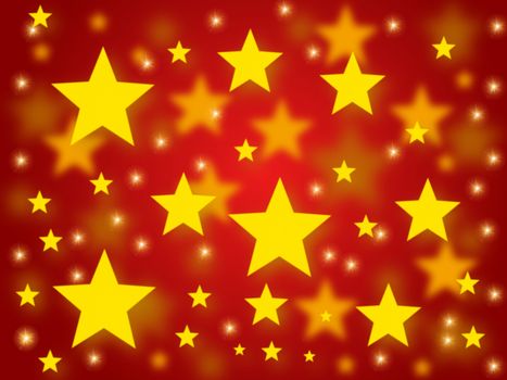 Golden christmas stars on a red background.