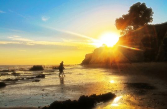 Watching sunset at the beautiful Shoreline beach.