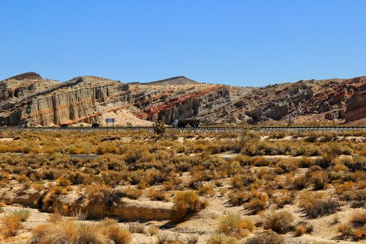 Road in the middle of the desert at Red Rock Canyon,USA.