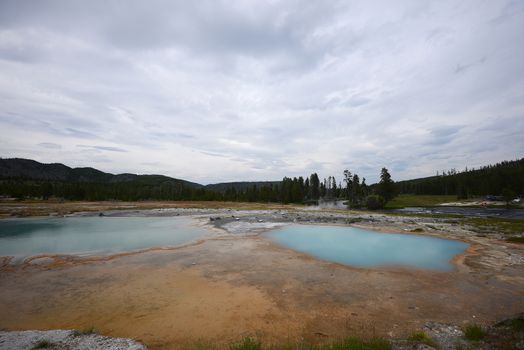 colorful hot springs from yellowstone national park in wyoming