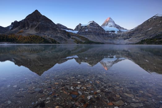 Canadian Rockies mountain range reflection