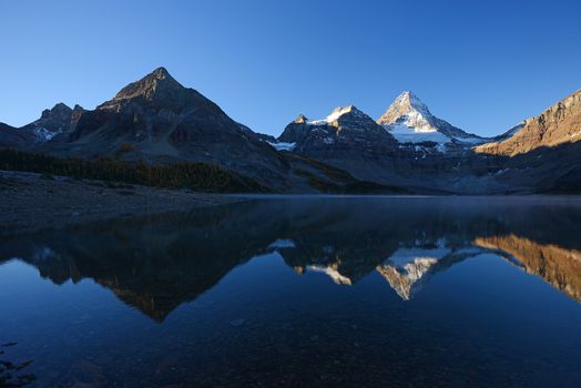 Canadian Rockies mountain range reflection