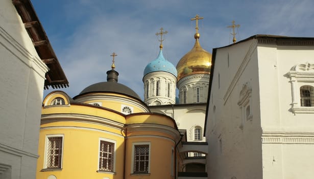 Area of Novospasski ancient monastery in Moscow on a clear autumn day