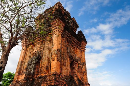 Champa tower on the top of Nhan Mountain, famous place of Tuyhoa city, Phuyen province, central Vietnam, SouthEast Asia