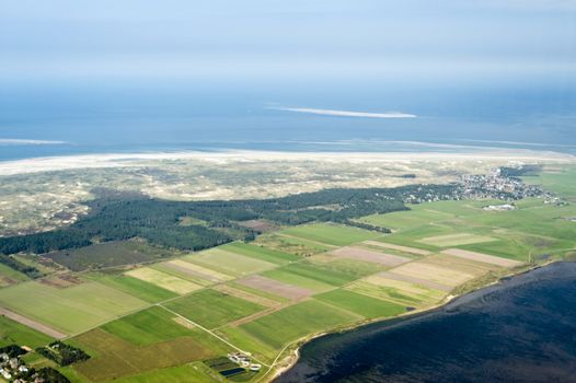 Aerial view from the Schleswig-Holstein Wadden Sea National Park in Germany