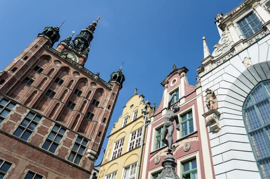 Colorful buildings in the city of Gdansk, Poland.