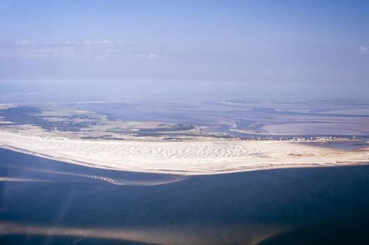 Aerial view from the Schleswig-Holstein Wadden Sea National Park in Germany