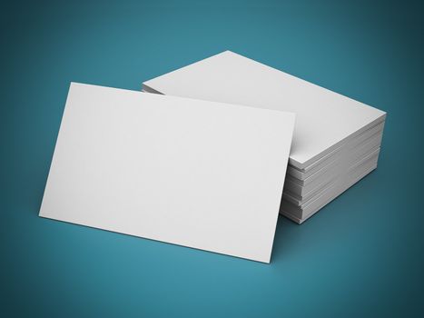 Business cards blank mockup - template - blue background